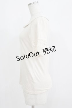 画像2: Leur Getter / 透かしレース袖カットソー  アイボリー H-25-06-09-1046-LU-TO-KB-ZH