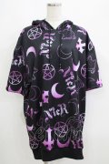 NieR Clothing / 半袖プルパーカー F 黒×紫 H-25-06-09-1051-PU-TO-KB-ZH