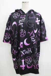 NieR Clothing / 半袖プルパーカー F 黒×紫 H-25-06-09-1051-PU-TO-KB-ZH