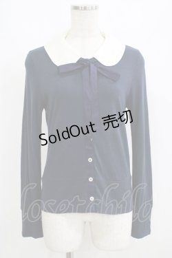 画像1: Jane Marple / ヴィンテージロゴエンブロイダリーのカーディガン  ネイビー H-25-06-09-1053-JM-TO-KB-ZH