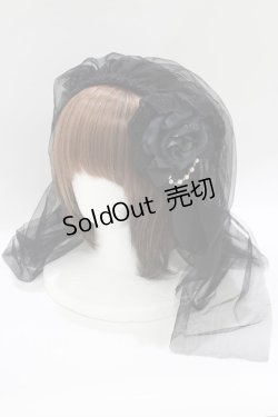 画像1: ATELIER PIERROT / ローズヴェールカチューシャ  ブラック H-25-06-09-1061-EL-AC-KB-ZH