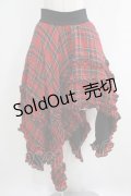 Na+H / アシンメトリースカート  レッドチェック H-25-06-09-1014-PU-SK-KB-ZH