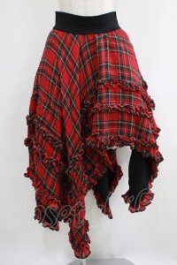Na+H / アシンメトリースカート  レッドチェック H-25-06-09-1014-PU-SK-KB-ZH