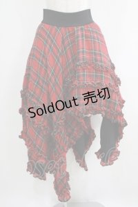 Na+H / アシンメトリースカート  レッドチェック H-25-06-09-1014-PU-SK-KB-ZH