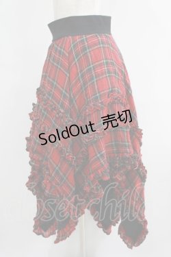 画像2: Na+H / アシンメトリースカート  レッドチェック H-25-06-09-1014-PU-SK-KB-ZH
