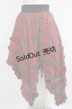 画像3: Na+H / アシンメトリースカート  レッドチェック H-25-06-09-1014-PU-SK-KB-ZH