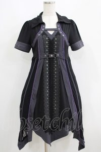 Ozz oneste / 薔薇刺繍レイヤードワンピース  黒×紫 H-25-06-09-1016-OO-OP-KB-ZH