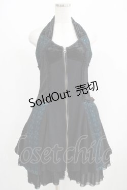 画像1: Ozz On / 異素材切替ホルターワンピース  黒 H-25-06-09-1017-OO-OP-KB-ZH