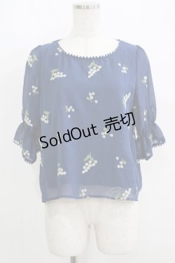 画像1: Fi.n.t / ミモザ総刺繍プルオーバーブラウス Free NAVY H-25-06-10-036-CA-BL-NS-ZH
