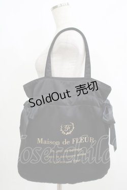 画像1: Maison de FLEUR / ダブルリボントートバッグ  ブラック H-25-06-10-050-LO-BG-NS-ZH