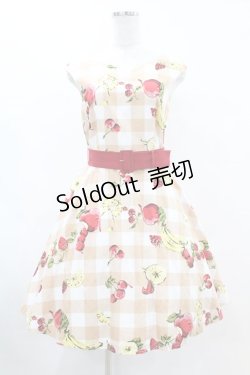 画像1: MILK / フルーチェドレス  ベージュギンガムフルーツ H-25-06-10-1030-ML-OP-KB-ZH