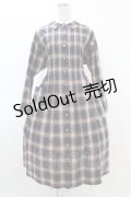 Jane Marple / ブリティシュチェックのダブリエドレス M スティールブルー H-25-06-10-1040-JM-OP-KB-ZH