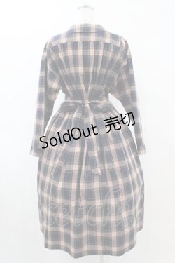 画像2: Jane Marple / ブリティシュチェックのダブリエドレス M スティールブルー H-25-06-10-1040-JM-OP-KB-ZH
