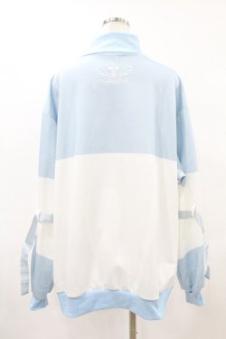 画像2: ACDC RAG / ドットネコジャージジャケット  ホワイト×パステルブルー H-25-06-10-1057-PU-JA-KB-ZH