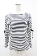 MILK / Lace upボーダートップス  オフ H-25-06-10-1059-ML-TO-KB-ZH