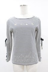 MILK / Lace upボーダートップス  オフ H-25-06-10-1059-ML-TO-KB-ZH