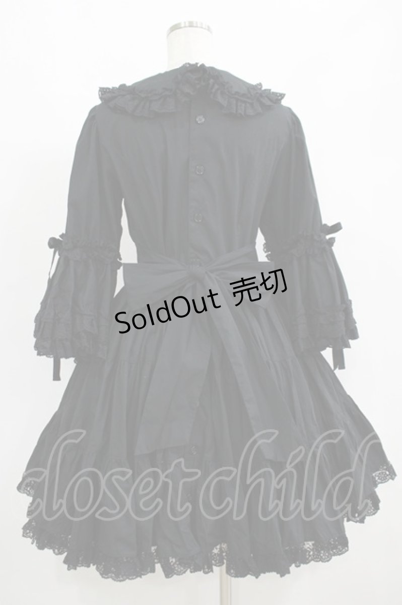 画像3: metamorphose / ラッパ袖ティアードワンピース Free ブラック H-25-06-10-010-ME-OP-NS-ZH (3)