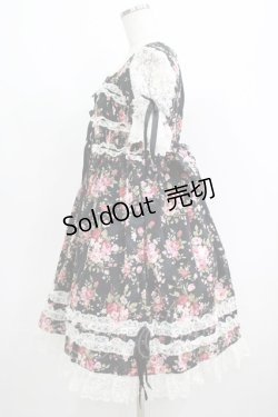 画像2: metamorphose / 薔薇柄袖付ジャンパースカート(2000年） Free ブラック H-25-06-10-011-ME-OP-NS-ZH