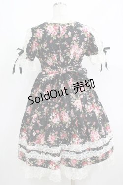 画像3: metamorphose / 薔薇柄袖付ジャンパースカート(2000年） Free ブラック H-25-06-10-011-ME-OP-NS-ZH