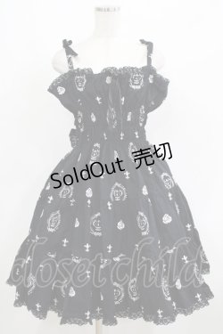 画像1: metamorphose / 王冠プリントティアードジャンパースカート Free ブラック H-25-06-10-013-ME-OP-NS-ZH
