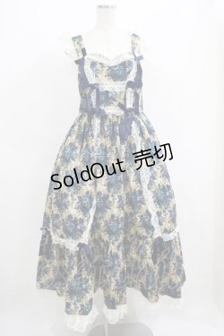 画像1: metamorphose / ゴブランロングジャンパースカート Free ブルー H-25-06-10-014-ME-OP-NS-ZH