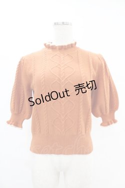 画像1: F&A / 配色フリル5分袖ケーブルニットプルオーバー Free ORANGE H-25-06-11-044-LO-TO-NS-ZH