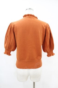 画像2: F&A / 配色フリル5分袖ケーブルニットプルオーバー Free ORANGE H-25-06-11-044-LO-TO-NS-ZH