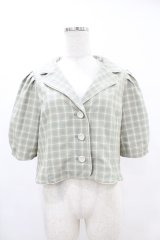 Fi.n.t / チェック柄パフスリーブショートジャケット Free GREEN×WH H-25-06-11-053-CA-JA-NS-ZH