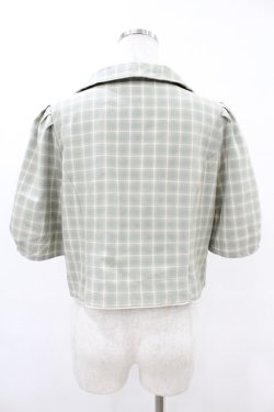 画像2: Fi.n.t / チェック柄パフスリーブショートジャケット Free GREEN×WH H-25-06-11-053-CA-JA-NS-ZH