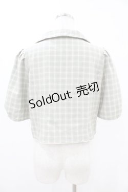 画像2: Fi.n.t / チェック柄パフスリーブショートジャケット Free GREEN×WH H-25-06-11-053-CA-JA-NS-ZH