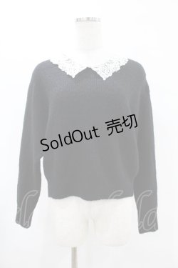 画像1: an another angelus / Vネックレース衿ニットプルオーバー Free BLACK H-25-06-11-058-CA-TO-NS-ZH
