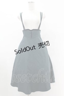 画像1: an another angelus / ベロア使いダブルストラップフレアースカート Free BLUE GREEN H-25-06-11-008-CA-SK-NS-ZH