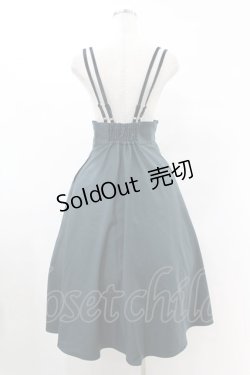 画像2: an another angelus / ベロア使いダブルストラップフレアースカート Free BLUE GREEN H-25-06-11-008-CA-SK-NS-ZH