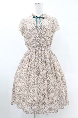 画像1: Fi.n.t / フロントリボン小花柄シフォンワンピース Free ORANGE H-25-06-11-011-CA-OP-NS-ZH