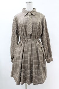 Fi.n.t / ネクタイ付きチェックシャツワンピース Free BEIGE×BR H-25-06-11-015-CA-OP-NS-ZH