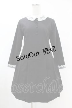 画像1: Fi.n.t / オーガンジー襟プリーツワンピース Free BLACK H-25-06-11-016-CA-OP-NS-ZH