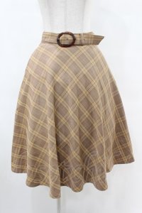 F&A / べっ甲ベルト付きチェックフレアースカート Free BEIGE×BR H-25-06-11-023-LO-SK-NS-ZH