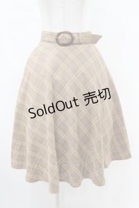 F&A / べっ甲ベルト付きチェックフレアースカート Free BEIGE×BR H-25-06-11-023-LO-SK-NS-ZH
