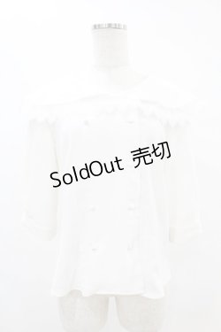 画像1: an another angelus / ダブル釦レース使いビッグカラーブラウス Free OFF WHITE H-25-06-11-029-CA-BL-NS-ZH