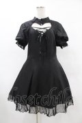 DARK IN LOVE / Gothic lolita hearted lace up midi dress L ブラック H-25-06-12-029-PU-OP-KB-ZH
