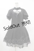 DARK IN LOVE / Gothic lolita hearted lace up midi dress L ブラック H-25-06-12-029-PU-OP-KB-ZH