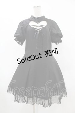 画像1: DARK IN LOVE / Gothic lolita hearted lace up midi dress L ブラック H-25-06-12-029-PU-OP-KB-ZH