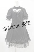 DARK IN LOVE / Gothic lolita hearted lace up midi dress L ブラック H-25-06-12-030-PU-OP-KB-ZH