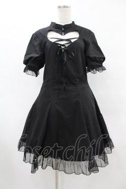 画像1: DARK IN LOVE / Gothic lolita hearted lace up midi dress L ブラック H-25-06-12-030-PU-OP-KB-ZH