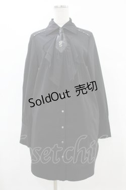 画像1: Ozz Croce / 刺繍タイ付シャツワンピース  黒 H-25-06-12-033-OO-OP-KB-ZH