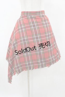 画像1: SEXY DYNAMITE LONDON / タータンチェックイレギュラースカート  赤 H-25-06-12-038-PU-SK-KB-ZH