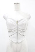DARK IN LOVE / Punk white rib-chain zipper corset S ホワイト H-25-06-12-049-PU-TO-KB-ZH