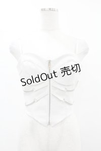 DARK IN LOVE / Punk white rib-chain zipper corset S ホワイト H-25-06-12-049-PU-TO-KB-ZH