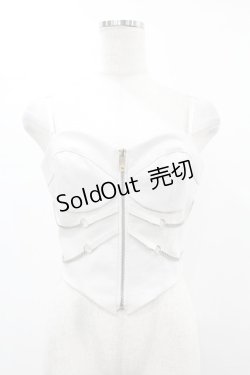 画像1: DARK IN LOVE / Punk white rib-chain zipper corset S ホワイト H-25-06-12-049-PU-TO-KB-ZH