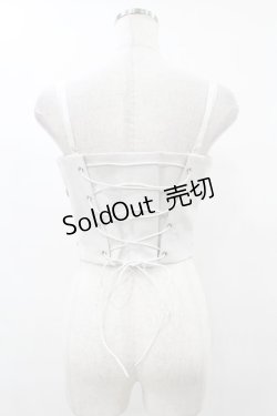 画像2: DARK IN LOVE / Punk white rib-chain zipper corset S ホワイト H-25-06-12-049-PU-TO-KB-ZH